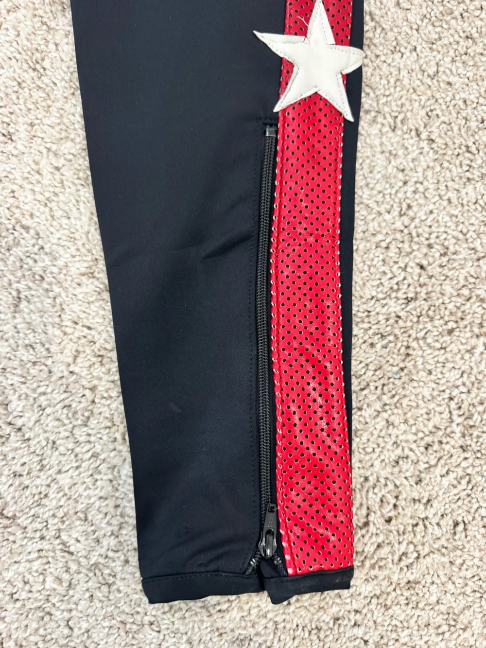 Robin's Jean Black Joggers with Red Star-Trim Side Panels